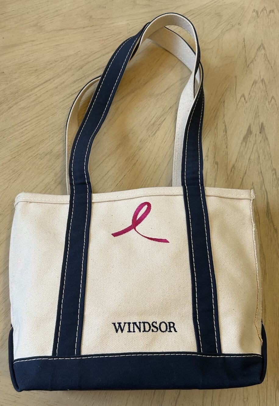 L.L. Bean Vintage Boat Tote Bag Canvas Pink Brest Cancer Logo Gorgeous Mint USA